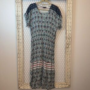 GiGiO Boho Tiered Ruffle Short Sleeve Maxi Dress